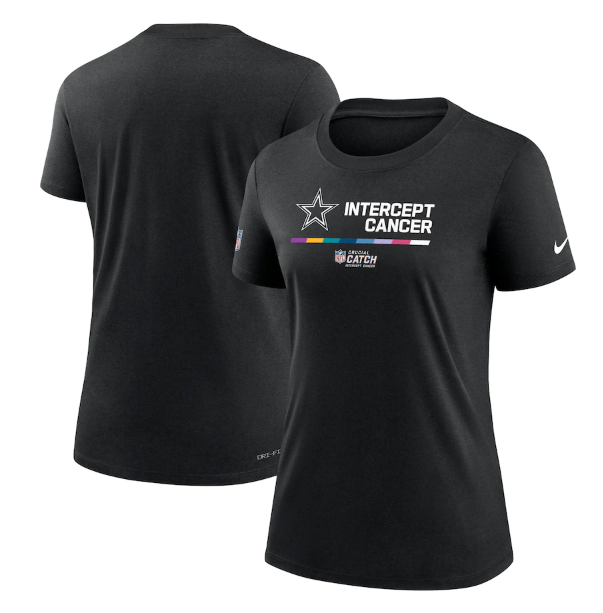Women's Dallas Cowboys 2022 Black Crucial Catch Performance T-Shirt(Run Small)